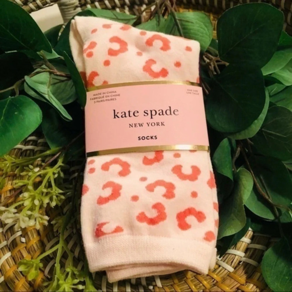 Kate Spade New York Leopard & Stripe Socks 3-Pack Pink Purple Neutral NWT